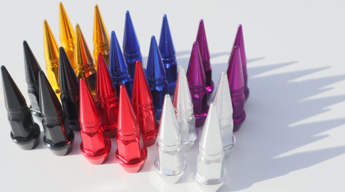 45mm Red Anodized Aluminum Spiky Valve Caps – 14mm Diameter – 4 Pack – USA Made 2 thumbnail image